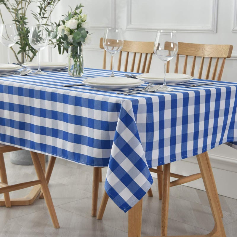 maxmill Checkered Tablecloth Stain Resistant Waterproof and Wrinkle Resistant Washable Heavy Weight Table Cloth Gingham for Dining Room and Outdoor Use, Rectangle 60 x 120 Inch Blue and White - Image 2